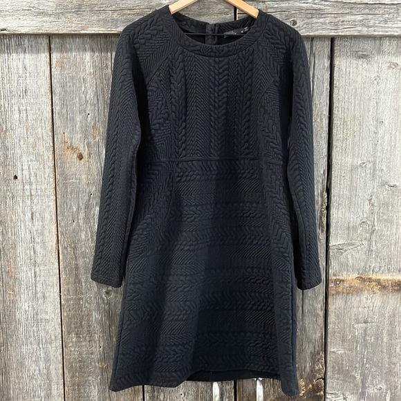 PrAna Black Jacquard Macee Knit Quilted Long Sleeve Dress - Picture 4 of 9